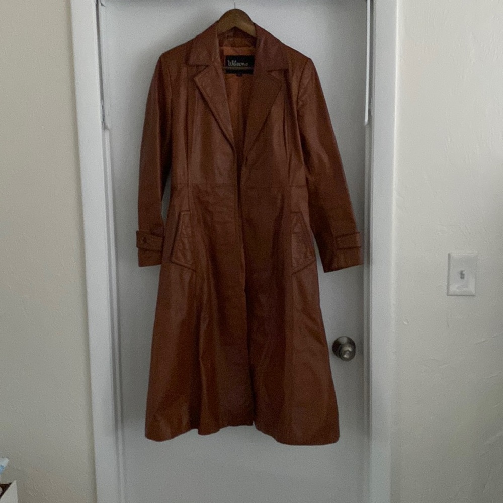Leather trench coat